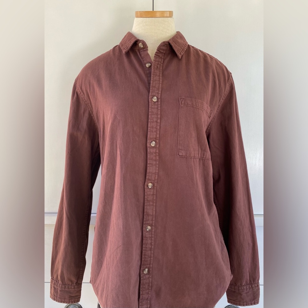 Long Sleeve Button Up Oversized Maroon Men’s Size Medium Women’s Large Shirt